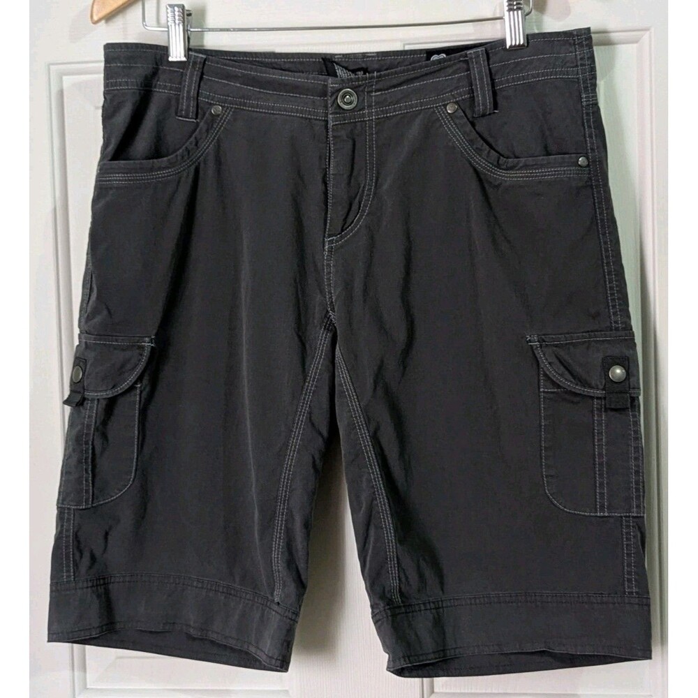 Kuhl Cargo Shorts Womens 12 Gray Pockets Logo Hiking Outdoor Casual Gorpcore EUC